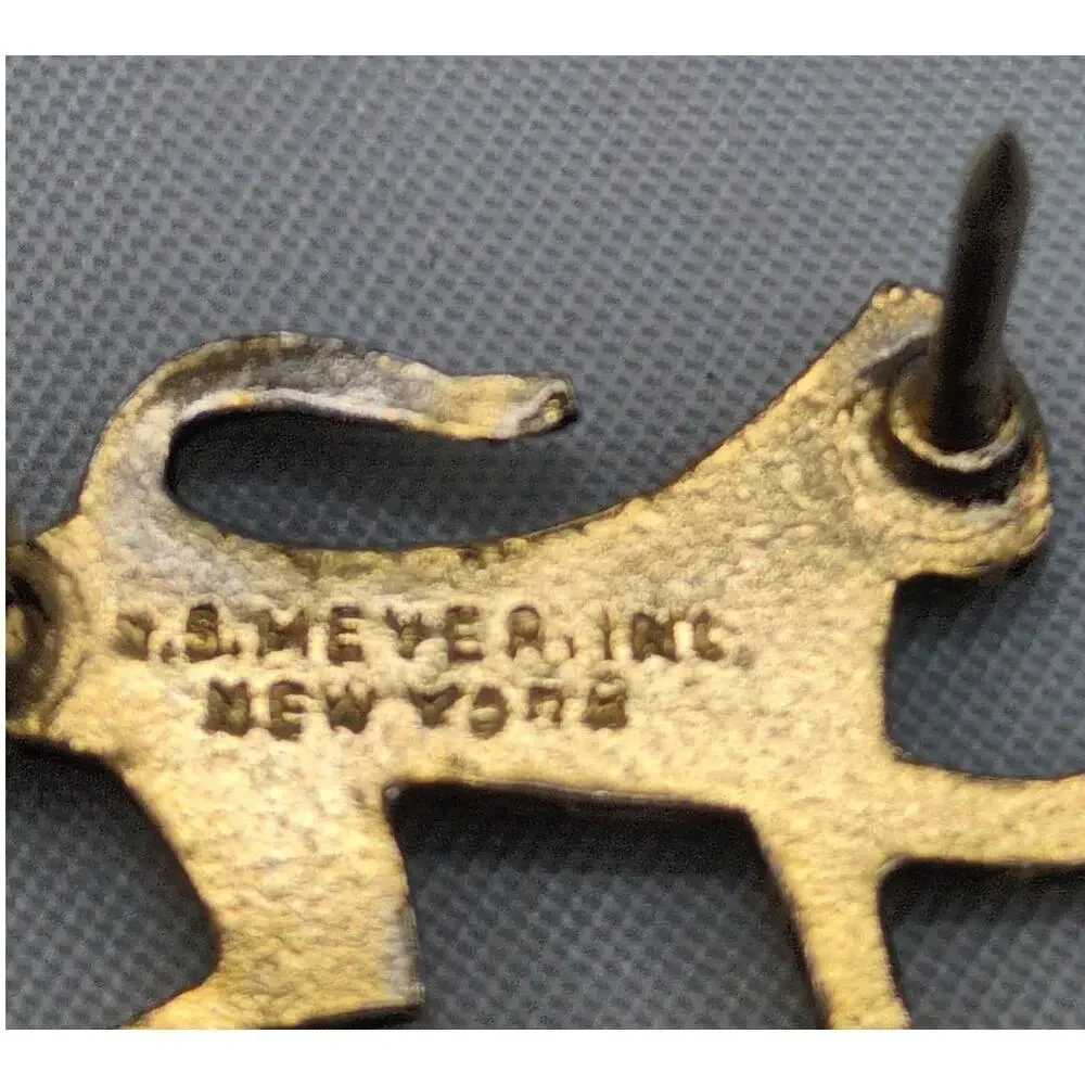 N.S. Meyer New York Army ROTC Leopard Mascot Insignia Clutch Back Pin Vintage